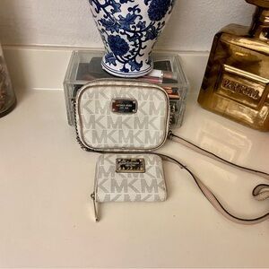 Michael Kors White Crossbody Bag and Wallet Set